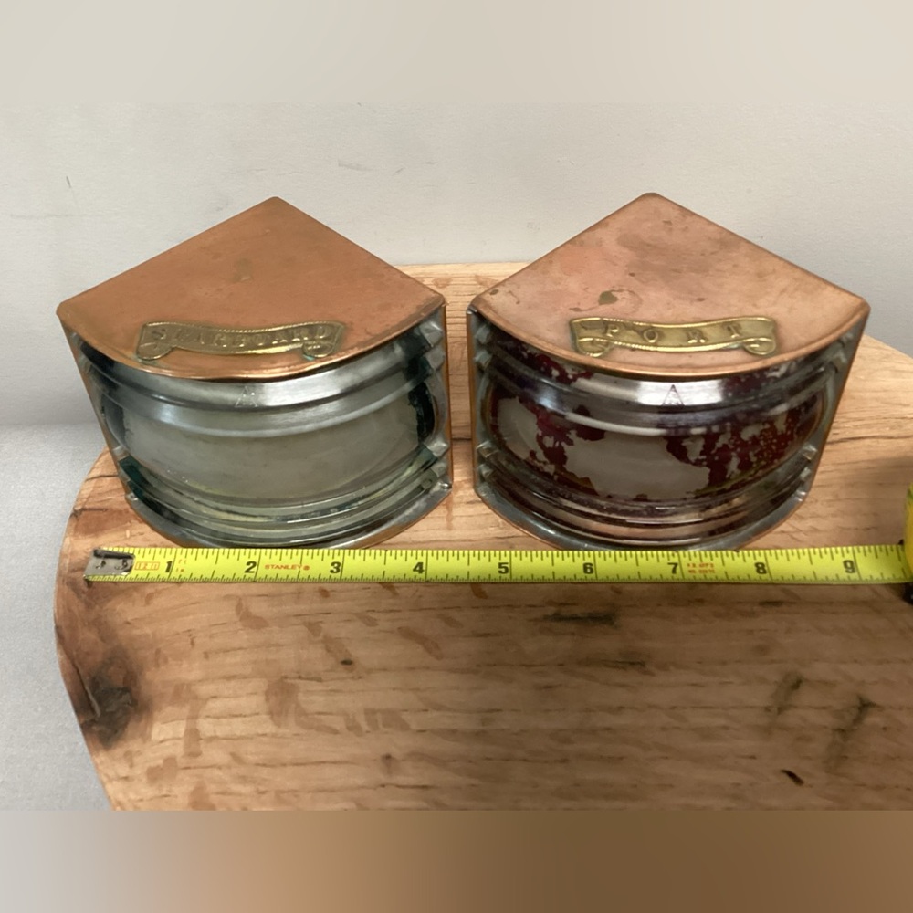 🟠 Vintage - Antique ? Copper Brass & Glass Crafted Nautical Boat Lanterns Rare - Picture 11 of 16